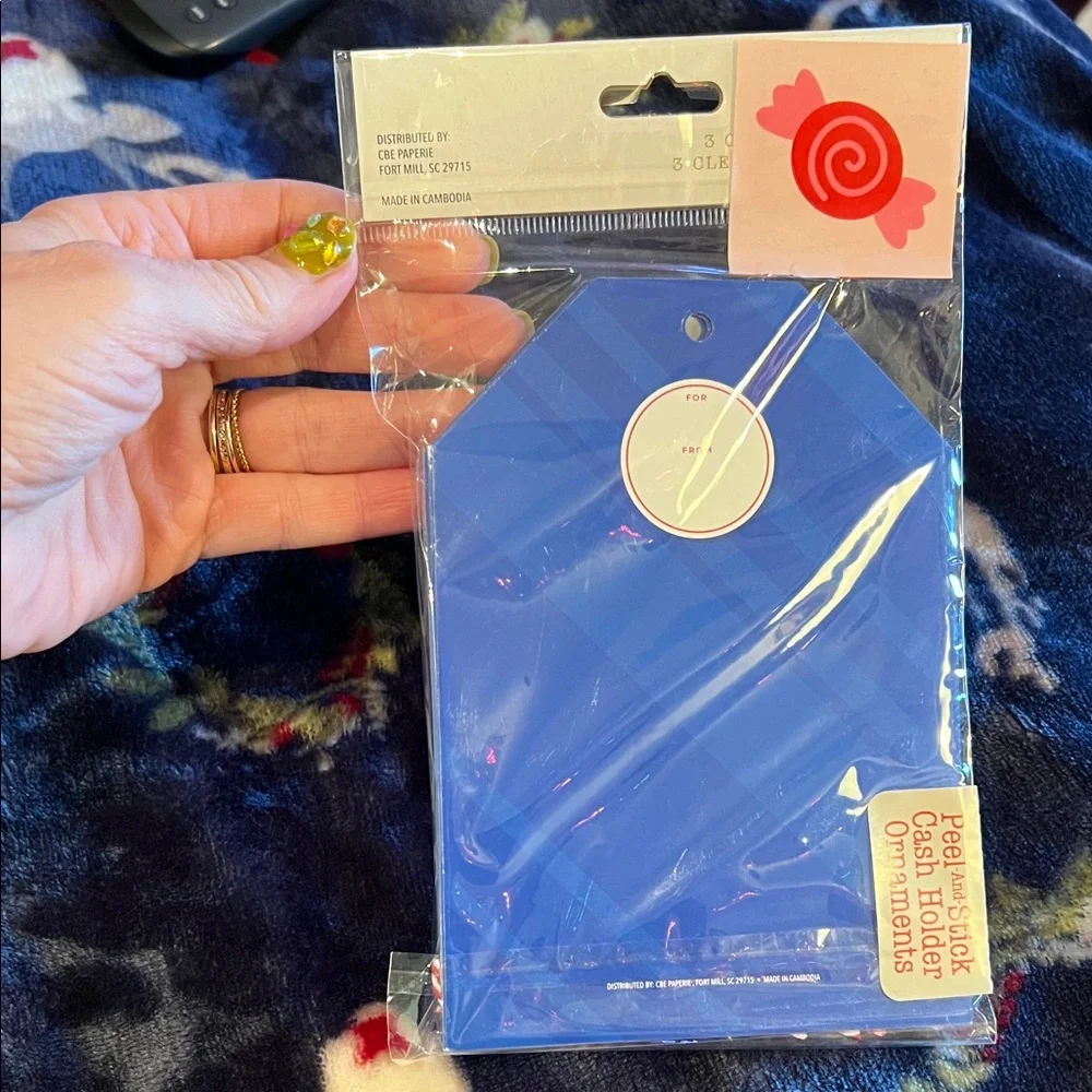 Christmas Gift - Gaming Fund - 3 Blue Cash Holder Ornaments
